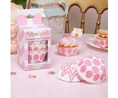 Premium Weddings Cupcake Förmchen Punkte rosa & Zickzack-Muster rosa, 100 Stück - Muffinförmchen Hochzeit Cupcake Papierförmchen Baby Shower Muffin Backförmchen Geburtstag rosa