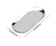 FTVOGUE Nordischen Stil Edelstahl Ablageschale Handtuch Kosmetik Schmuck Obst Kuchenplatte für Office Home Schreibtische(S-Silber)