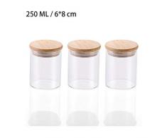 DreamyLife Vorratsgläser aus Borosilikatglas mit Deckel 3er Set, Glas Vorratsdosen Küche Lebensmittel Lagerung Behälter, Spülmaschinenfest, 250ml
