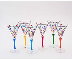 Set von 6 Weinkelch Laurus cl. 17 multicolour mix von Hand bemalt Glas, Murano Venedig Stil