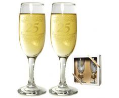 Sektglas-Set 25 zum Geburtstag oder zur Silberhochzeit Artikel 67476