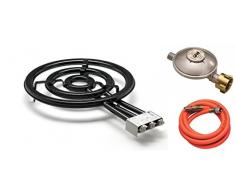 Gasbrenner 60cm 3-flammig 30kW Kocher Ringbrenner Gaskocher Paella Grill Camping Paella-Pfannen incl. Gasschlauch + 50mbar Regler