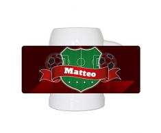 Fußball-Bierkrug mit Namen Matteo und schönem Fußball-Wappen - Fan-Bierkrug personalisiert - Deutschland-Krug - Bierhumpen