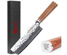 YOUSUNLONG Damastmesser Nakirimesser - Japan Damaststahl VG-10-16.5cm - Nussbaum Griff