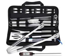 Gifort Grillbesteck, BBQ Edelstahl Grillzubehör Set Grill Zubehör Koffer für Camping（24pcs）