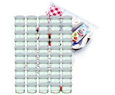 MamboCat 50er Set Sturzglas 125 ml Marmeladenglas Einmachglas Einweckglas to 66 weißer Deckel incl. Diamant-Zucker Gelierzauber Rezeptheft
