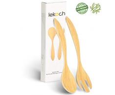 LEKOCH Salatbesteck Eco Bambus, 2-teilig Set, Servieren Besteck, L 30 cm