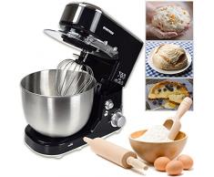 Syntrox Germany KM-1000W Küchenmaschine Knetmaschine Mixer, Edelstahl-Behälter, 5 Liter, schwarz