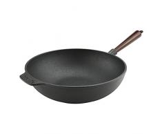 Carl Victor - Wokpfanne Wok Gusseisen Pfanne 30 cm mit Holzgriff