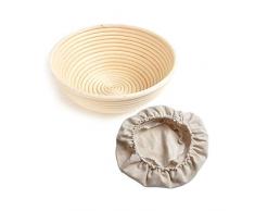 KEISL Brotkorb, Gärkörbchen inkl. Anleitung mit Rezepten – Der ideale Gärkorb für Brotteig aus natürlichem Peddigrohr – mit Leineneinsatz