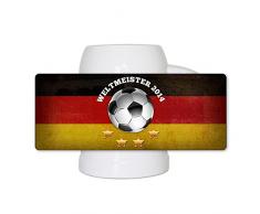 Fussball-Bierkrug Weltmeister 2014 mit Flagge, Fussball und vier Sternen - Fan-Bierkrug - Deutschland-Krug - Bier-Humpen