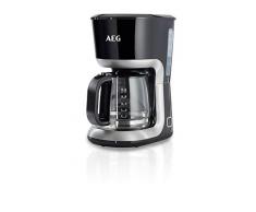 AEG KF 3300 Kaffeemaschine (Skalierte 1,5 l/12-18 Tassen Aroma-Glaskanne, Warmhaltefunktion, Sicherheitsabschaltung, Wasserstandsanzeige, Ein/Aus-Schalter, entnehmbarer Filter-Korb, schwarz/silber)