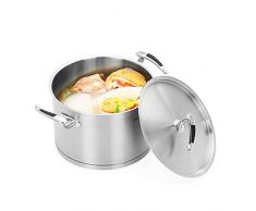 HLJ Edelstahl Double Bottom Haushaltssuppentopf Gasherd Universal-24cm Complex Bottom Non-Stick Eindickung Suppentopf Tajinen