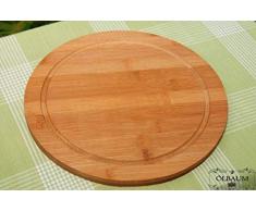 7x Schneidebrett, Grillbrett, Grill-und Servierbretter, Servierplatte Bruschetta-Schneide- und Grill-Brett 7 Stück aus dunkles Bambus - massive, hochwertige ca. 30cm x 1,2cm starke Holzbrett rund - o