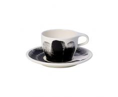 Villeroy & Boch Coffee Passion Awake Cappuccino-Set, 2-teilig, Premium Porzellan, Schwarz/Weiß