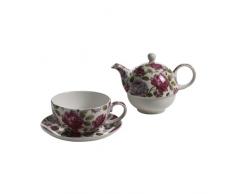 Maxwell & Williams S340462 Royal Old England Teeservice für 1 Person, Teekanne, Teetasse, Untertasse, Motiv: Teerose, in Geschenkbox, Porzellan