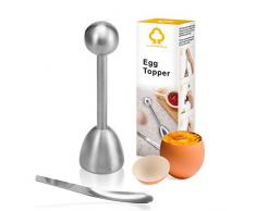 LANMU Eierköpfer Edelstahl Eieröffner Spülmaschinenfest Eier Cutter für rohes gekochtes Eier mit Eierlöffel Küchewerkzeug zum Backen/Frühstück/Dessert