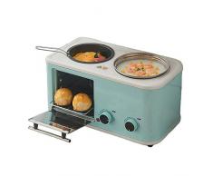 4-In-1 Frühstück Maschine Multifunktionale Mini Elektro-Ofen, Mit Bratpfanne, Dampfgarer, Toaster Haushalt Kaffee Omelette Brot-Kasten Für 2-3 Personen, 1200W,Blau