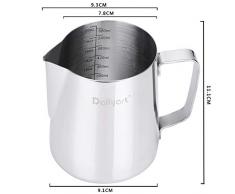 Milchkännchen, Dailyart Milchkanne aus Edelstahl 600ml/20oz Milk Pitcher Milchschaum Krug Art Aufschäumkännchen für Cappuccino und Latte Art, Silber