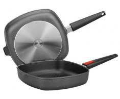 Titanium Nowo Guss-Steakpfanne, viereckig, mit Rillen, 28 x 28 cm, 6,5 cm hoch, mit abnehmbarem Stiel