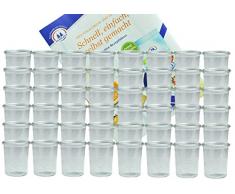 MamboCat 48er Set Weckgläser Sturzglas 160 ml I Original Weck Sturzglas Dessertglas I Einweckgläser für Kuchen Gelees UVM I Sturzgläser ohne Deckel inkl. Diamant-Zucker Gelierzauber Rezeptheft