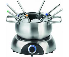 Clatronic FD 3516 Fondue Set Edelstahl, 1,2 L max. Füllmenge, 8 Edelstahl-Fonduegabeln