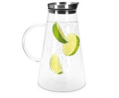 Navaris Glaskaraffe aus Borosilikatglas 1,6L Glaskrug - Wasser Karaffe mit Deckel - Glasbehälter Wasserkaraffe Wasserflasche - Tee Krug Ausgießer