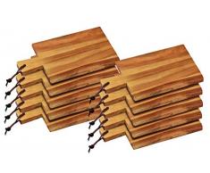 10er SET KESPER 28190 Schneid- u. Servierbrett aus Akazienholz mit Griff und Schlaufe/Vesperbrett/Brotzeitbrett