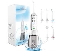 BESTOPE Munddusche Elektrische Kabellos mit 3 Modi und 5 Düsen IPX7 Wasserdicht USB Aufladen Wasser Flosser, 300ML Wassertank Oral Irrigator, Elektrische Zahnreiniger für Zuhause, Reise