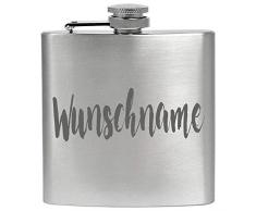 Personalisierter Flachmann mit Gravur 6 oz Edelstahl Metall Individueller Wunschname Wunschgravur mit Namen