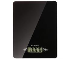 DUNQI digitale Küchenwaage Gehärtetes Glas Elektronische Küchenwaag Berührungsknopf Batterie Inklusive in Schwarz