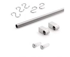 Gedotec Design Küchenreling Chrom Relingsystem Küche | verchromt poliert | Reling-Set Länge 600 mm | Reling-System mit 5 S-Haken mit Befestigungsmaterial | 1 Komplett-Set - Küchenleiste aus Metall