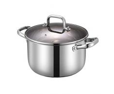 Heavy Tajinen mit Deckel, Dünsten Topf, Edelstahl Suppentopf Kochtopf mit Deckel, Stockpot mit hitzebeständigen Doppelgriffe (Size : 22 * 21.5cm)