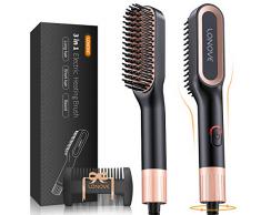 Bartglätter Haarglätter Kamm für Männer - LONOVE Elektrisch Bart Bürste Frauen Haarglätter Bürste 3 IN 1 Schnelle Erwärmung Stylingkamm Beard Straightener Kamm Anti Verbrühung Bartkamm Glätteisen