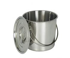 WUPYI2018 Eimer Edelstahleimer Kücheneimer Futtereimer Milcheimer Sektkühler EIS-Eimer,mit Edelstahl Deckel,6L/12L (6 Liter)