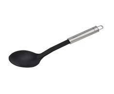 FACKELMANN Servierlöffel 31 cm OVALGRIFF, Vorlegelöffel für beschichtete Pfannen und Töpfe, Küchenhelfer aus hochwertigem Edelstahl und Kunststoff (Farbe: Silber/Schwarz), Menge: 1 Stück