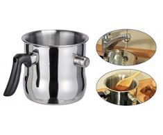 Spetebo Edelstahl Wasserbad- und Simmertopf 1,2 Liter - Milchtopf doppelwandig - Edelstahltopf zum erwärmen von Milch Schmelztopf mit Flötenkessel Funktion