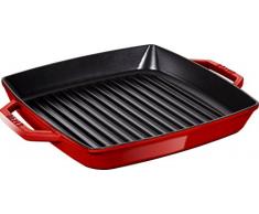 Staub 40511-685-0 Grillpfanne, rechteckige mit zwei Griffen, 28 cm, Gusseisen, kirschrot
