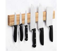 Virklyee Edelstahl Magnet Messerhalter Holz Magnetleiste Magnetischen Wand Montierten Messer Rack, Magnetmesserstreifen sparen Platz （Holzmaserung -16 IN）