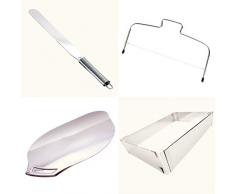 Backset Backrahmen Tortenbodenteiler Konditorenmesser Tortenheber – 4teilig aus Edelstahl – 1 Set Backzubehör zur Zubereitung und zum Servieren kleiner und großer, perfekter Kuchen und Torten