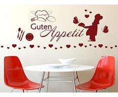 GRAZDesign 770154_57_042 Wandtattoo Küche Guten Appetit mit Koch und Besteck | Wanddeko für Esszimmer | beliebiges Platzieren an die Wand - Schrank (150x57cm//042 flieder)