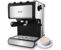 Espressomaschine Kaffeemaschine Barsetto 15 Bar Edelstahl Siebträgermaschine mit unabhängiger Milchaufschäumer für Cappuccino, Latte und Mokka,850w