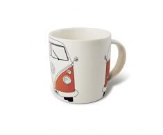 BRISA VW Collection - Volkswagen Bulli Bus T1 Kaffee-Tee-Tasse-Becher für Küche, Werkstatt, Büro - Camping-Zubehör/Geschenk-Idee/Souvenir (Motiv: Front/Orange/Weiß)