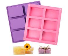Akrcheft 2 Stück Silikon-Seife, 6-Cavity Rechteckige Silikonform Silikonseifenform Seifenform, Schalen Pfannen Kuchen Backen Schokolade Biscuit Eiswürfel DIY hausgemachte Handwerk