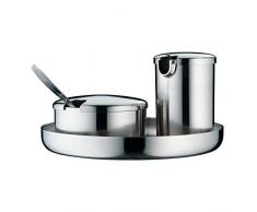 WMF Mini Zucker-/ Sahne-Set 3-teilig Tablett Zuckerdose Sahnekännchen Kult Cromargan Edelstahl rostfrei spülmaschinengeeignet