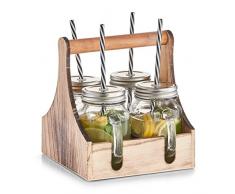 Zeller 19746 Trinkgläser-Set, 5-tlg., Glas/Metall/Holz, ca. 20 x 22 x 22 cm
