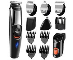 NAVANINO Haarschneidemaschine herren Bartschneider Bart Trimmer Herren Haartrimmer Haarschneider Nasentrimmer Präzisionstrimmer Langhaarschneider Männer 5 In 1, Batterie- und Strombetrieb, Wasserdicht