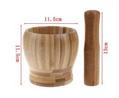 QINA Mühle Holzmörser und Stößel Set Knoblauch Topf Schleifschale Küchengeräte Gadgets Kräutermühle Brecher, L.