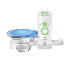 Braun Silk-épil 5 5780 Epilierer Legs, Body und Face, mit 7 Extras, inkl. Kühlhandschuh, Rasieraufsatz, Trimmeraufsatz, weiß/grün