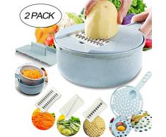 8 in 1 Veggie Mandolinist Spiralizer Slicer, Gemüse Shredder Cutter Materialien Multireibe Obst Pasta Zucchini Zwiebel Ei Küchenzubehör